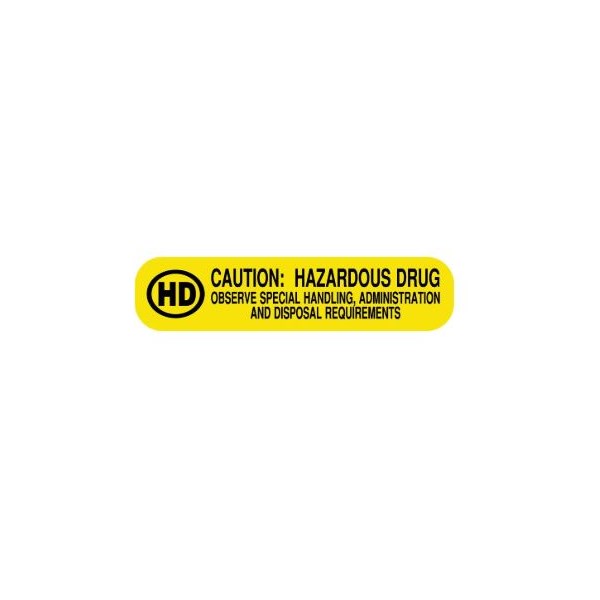 Hazardous Drug Label 1-5/8 x 3/8&quot; 1000/roll Yellow