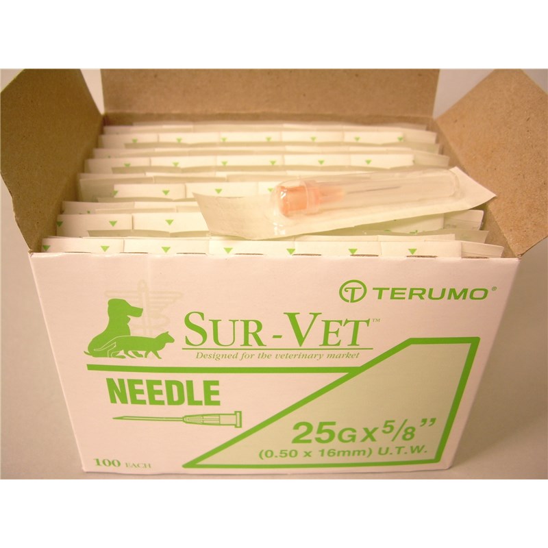 Terumo Sur-Vet Needle 25g x 5/8&quot; Thin Wall  Plastic Hub