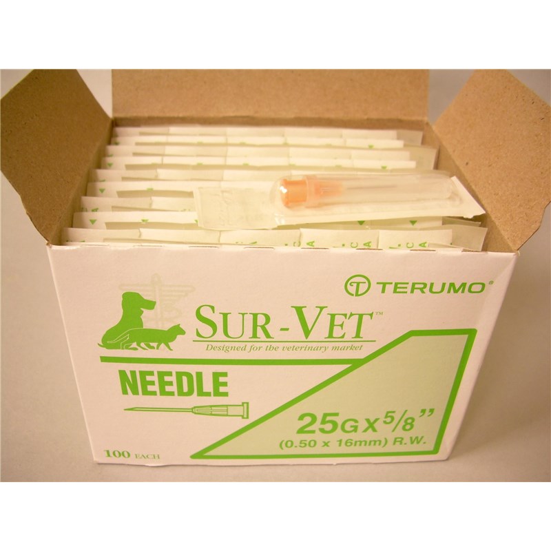 Terumo Sur-Vet Needle 25g x 5/8&quot; Regular Wall  Plastic Hub