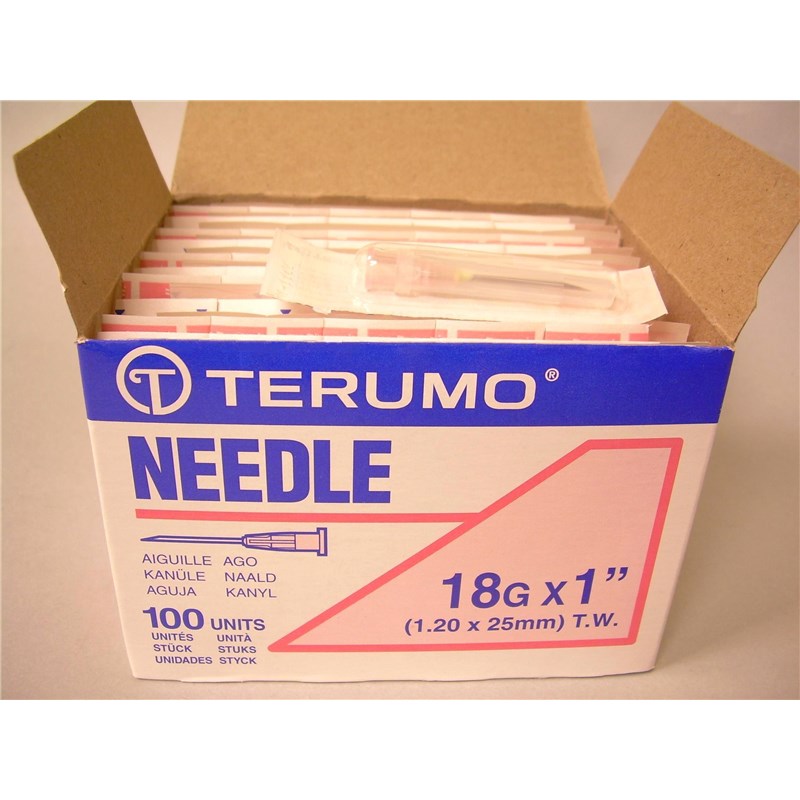 Terumo Sur-Vet Needle 18g x 1&quot; Thin Wall Plastic Hub