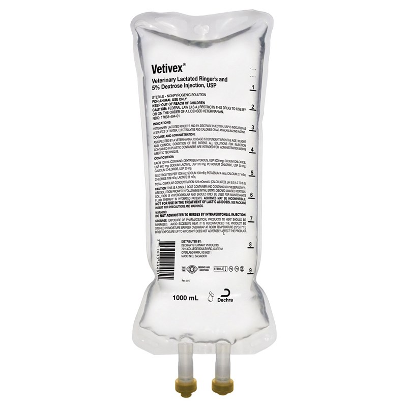 Vetivex Lactated Ringers With 5% Dextrose 1000ml