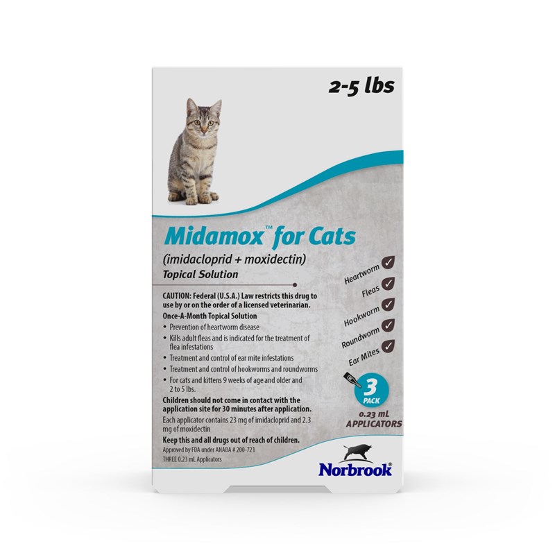Midamox Topical Kitten 2-5lb 3 dose SINGLE CARD