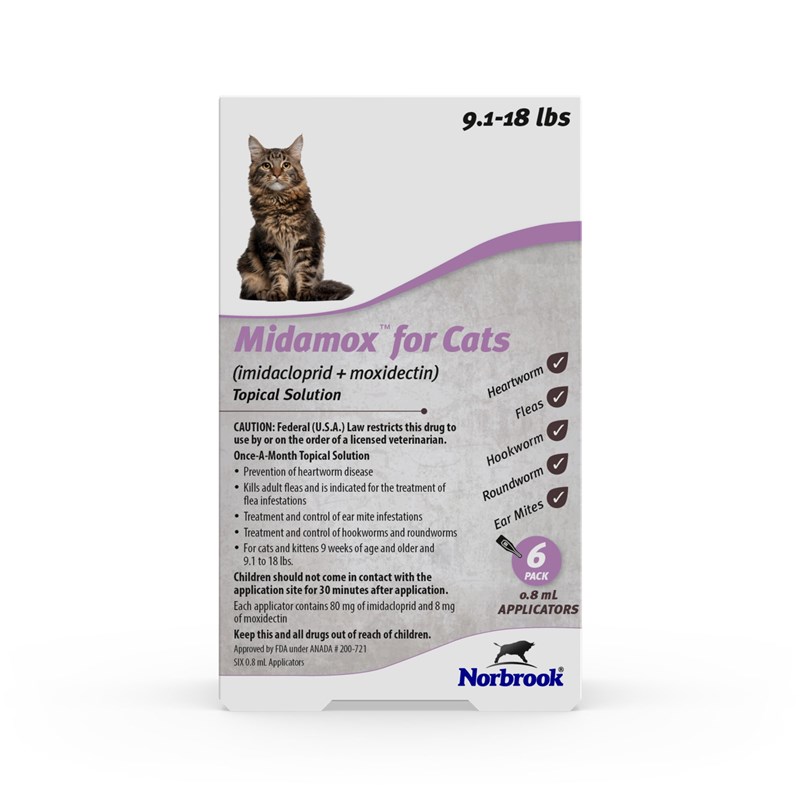 Midamox Topical Large Cat 9.1-18lb 6 dose SINGLE CARD