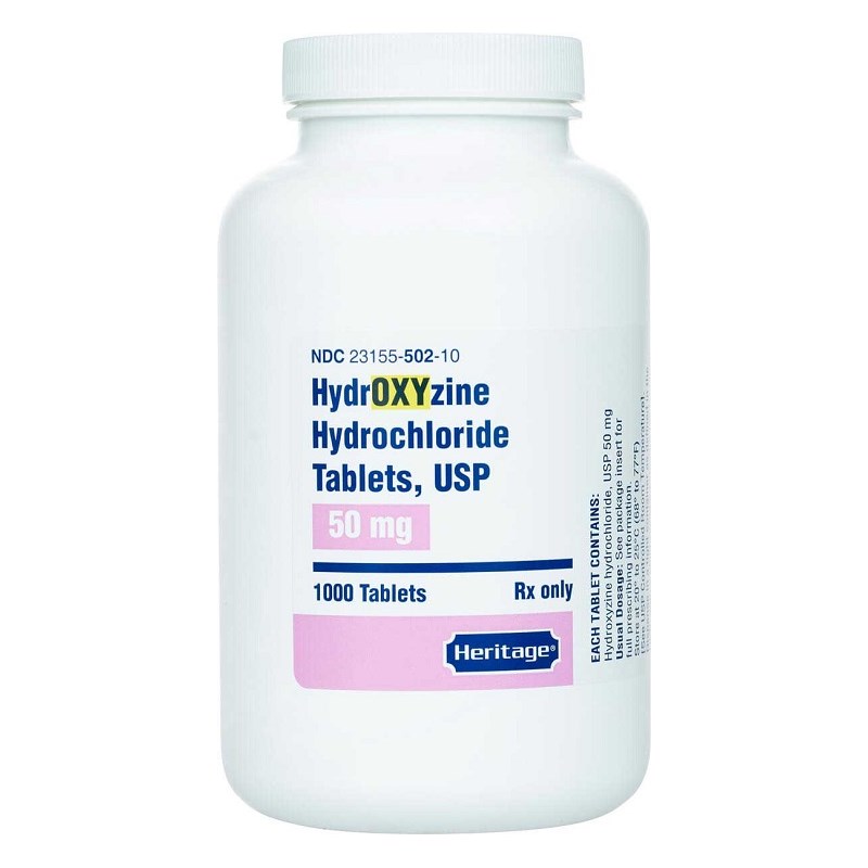 Hydroxyzine Tabs 50mg 1000ct  Heritage/ Avet Label