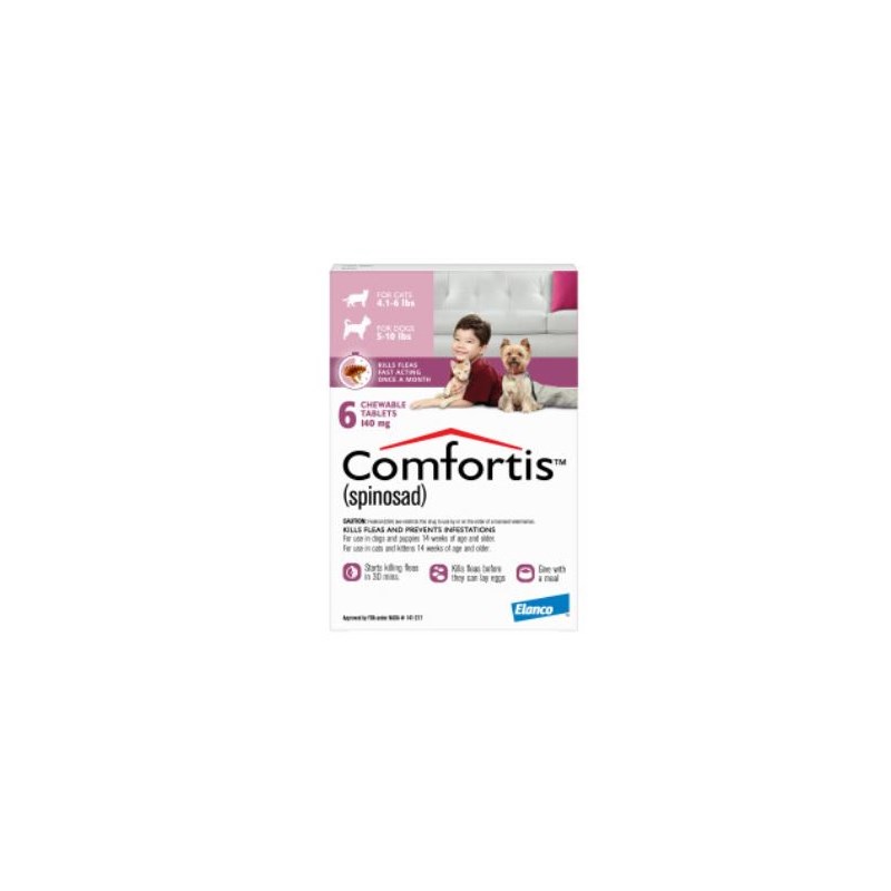 Comfortis Chew Tabs  5-10lbs  Pink 6 dose 10 cards/bx