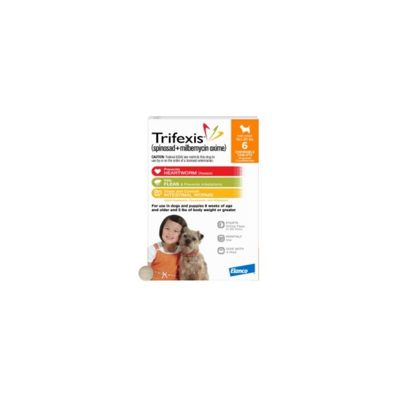 Trifexis Chew Tabs  10-20lbs  Orange 6 month 10 cards/bx