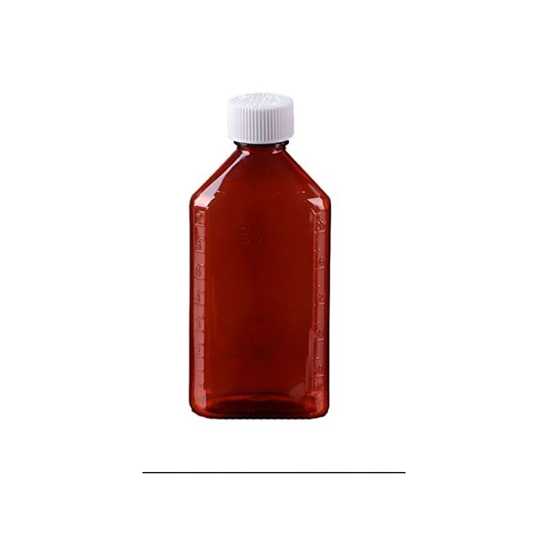 Plastic Oval Bottle 8oz  with CR Caps Amber 55/bx