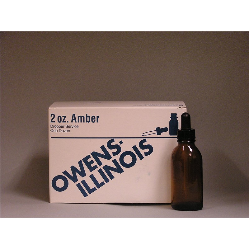 Amber Glass Dropper Bottle 2oz 12/bx