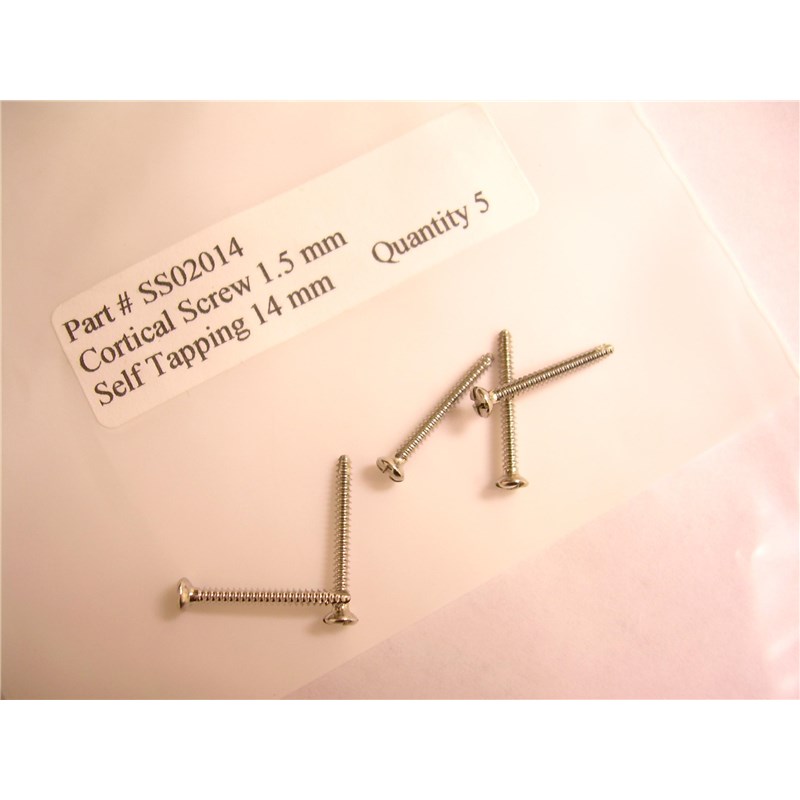 Cortical Screw 1.5mm X 14mm Hex Head And Self Tapping 5Pk