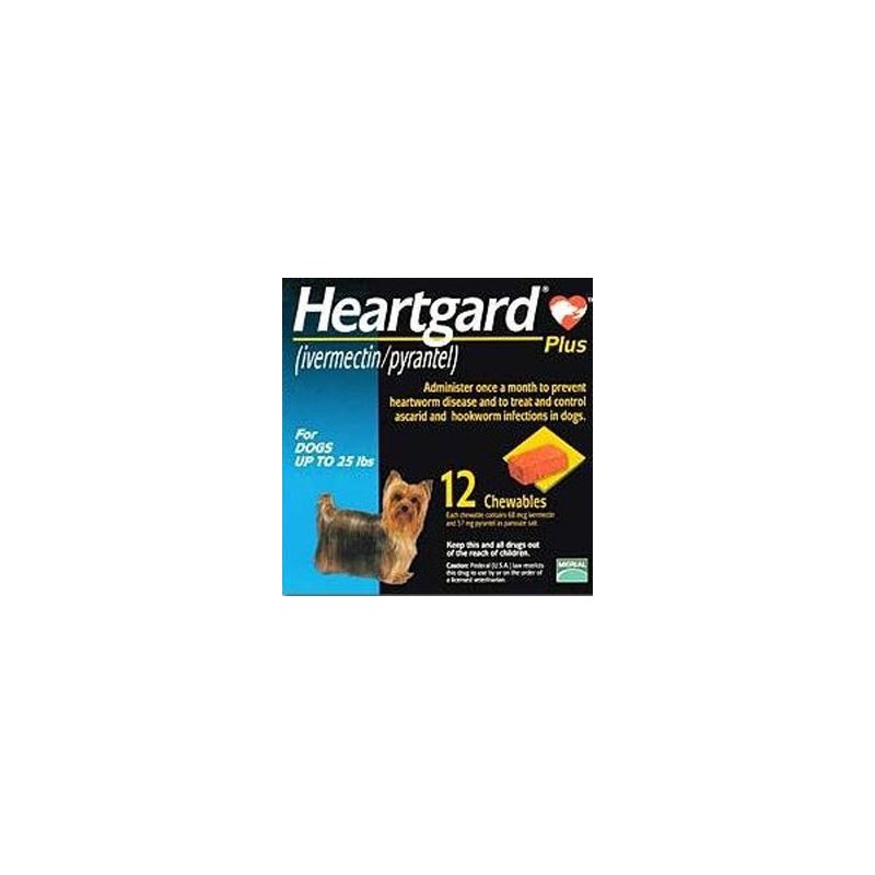 Heartgard Plus Chew 0-25Lb Blue 68mcg 12 Month 12x5ds