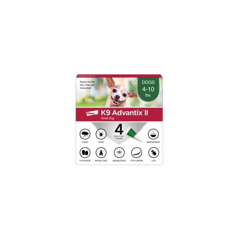 K9 Advantix II Dog Green 4-10lb 4 month 6 cards/bx
