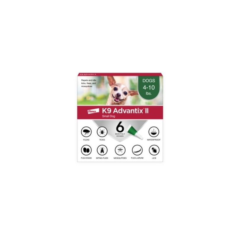 K9 Advantix II Dog Green 4-10lb  6 month 6 cards/bx