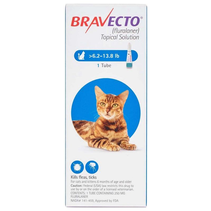 Bravecto Cat Topical 6.2-13.8lb 250mg Blue 10x1ds