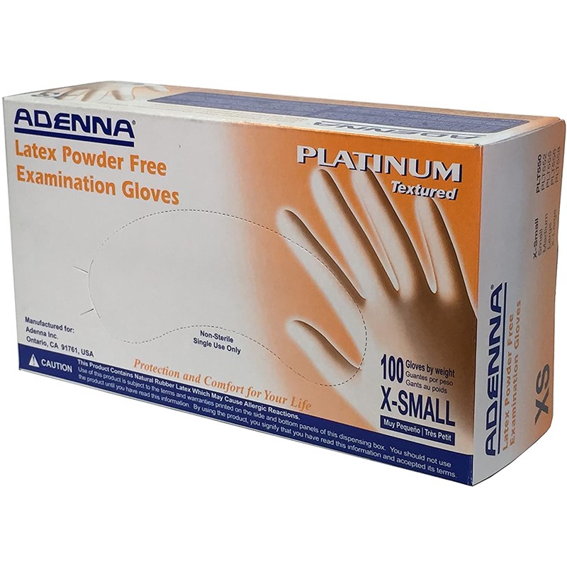 Exam Gloves Adenna Platinum X Small Textured 5.5mil 100/bx  PLT550