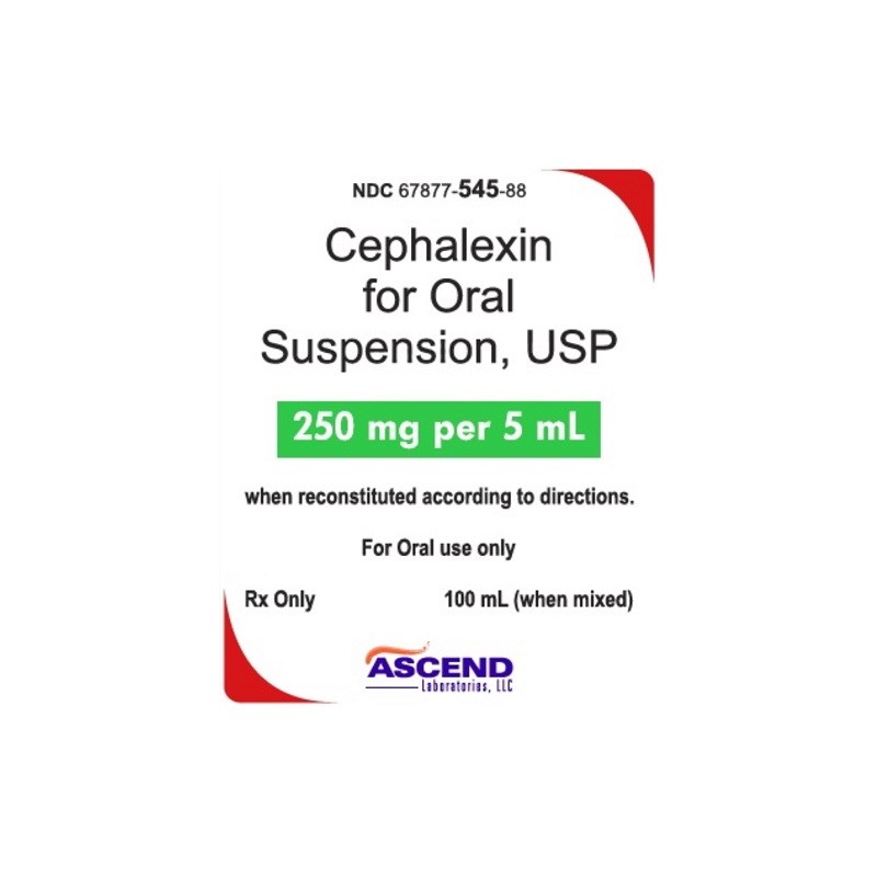 Cephalexin Suspension 250mg/5ml 100ml Ascend Label