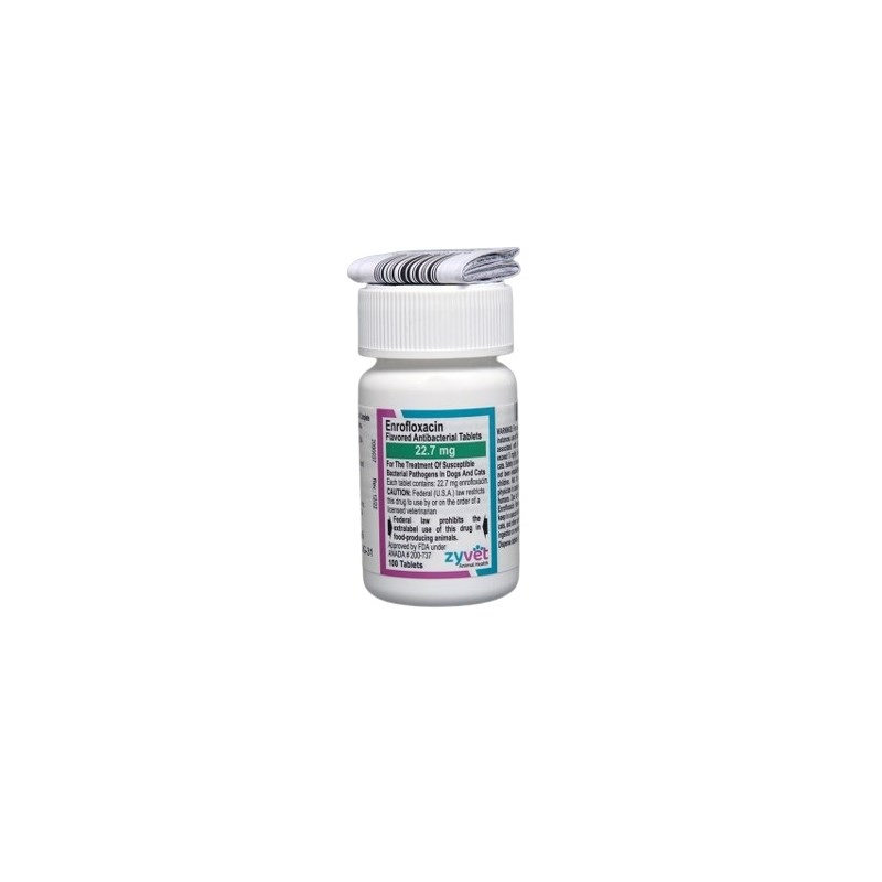 Enrofloxacin Flavored Tabs 22.7mg 100ct ZyVet Label
