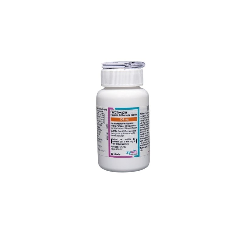 Enrofloxacin Flavored Tabs 136mg 50ct  ZyVet Label