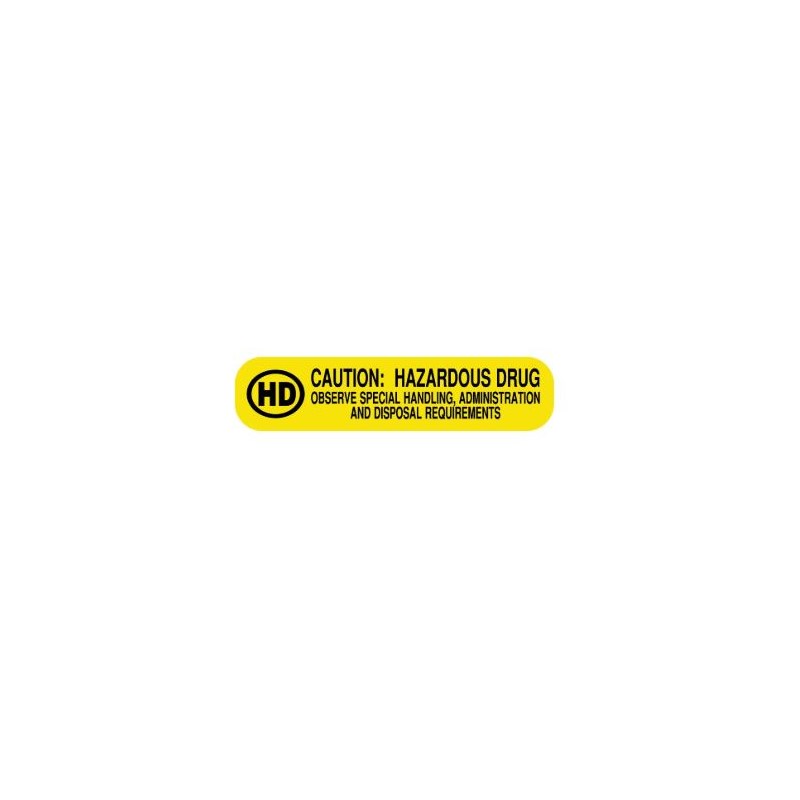 Hazardous Drug Label 1-5/8 x 3/8&quot; 1000/roll Yellow