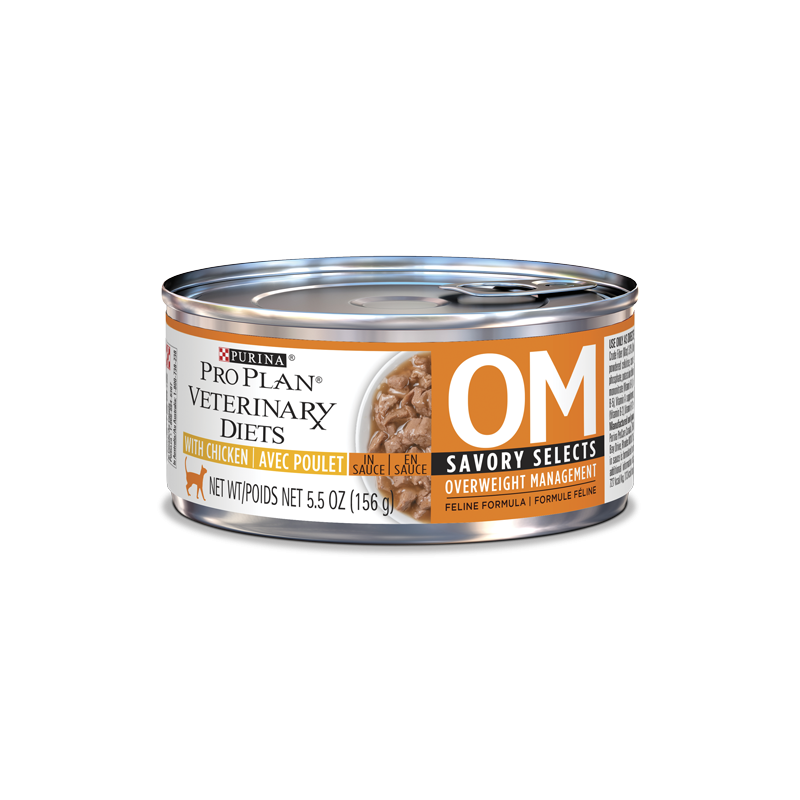Purina Vet Diet Cat OM Overweight Management Savory Selects Chicken 5.5oz