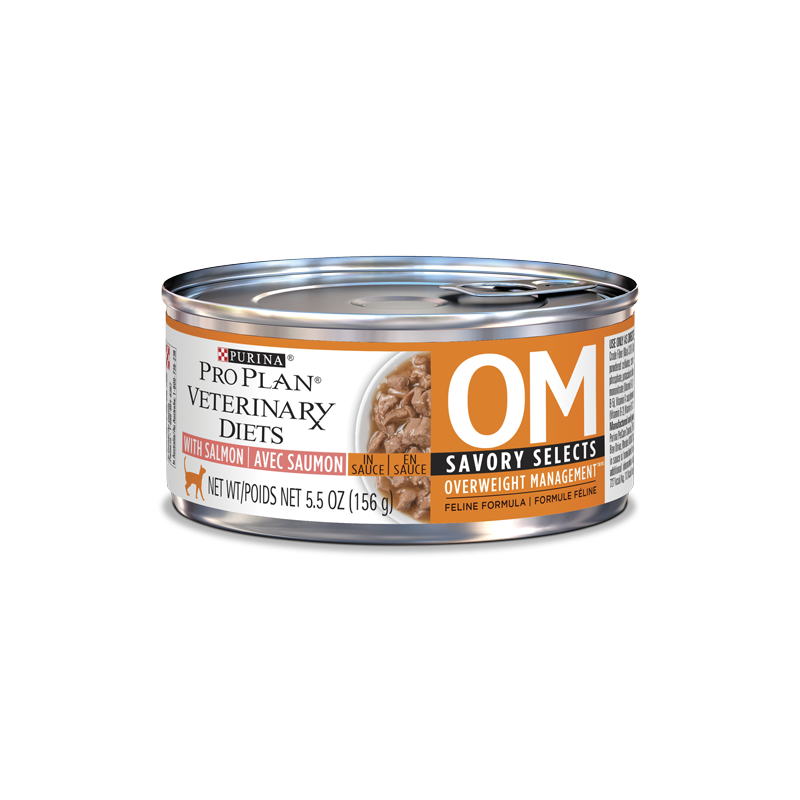 Purina Vet Diet Cat OM Overweight Management Savory Selects Salmon 5.5oz