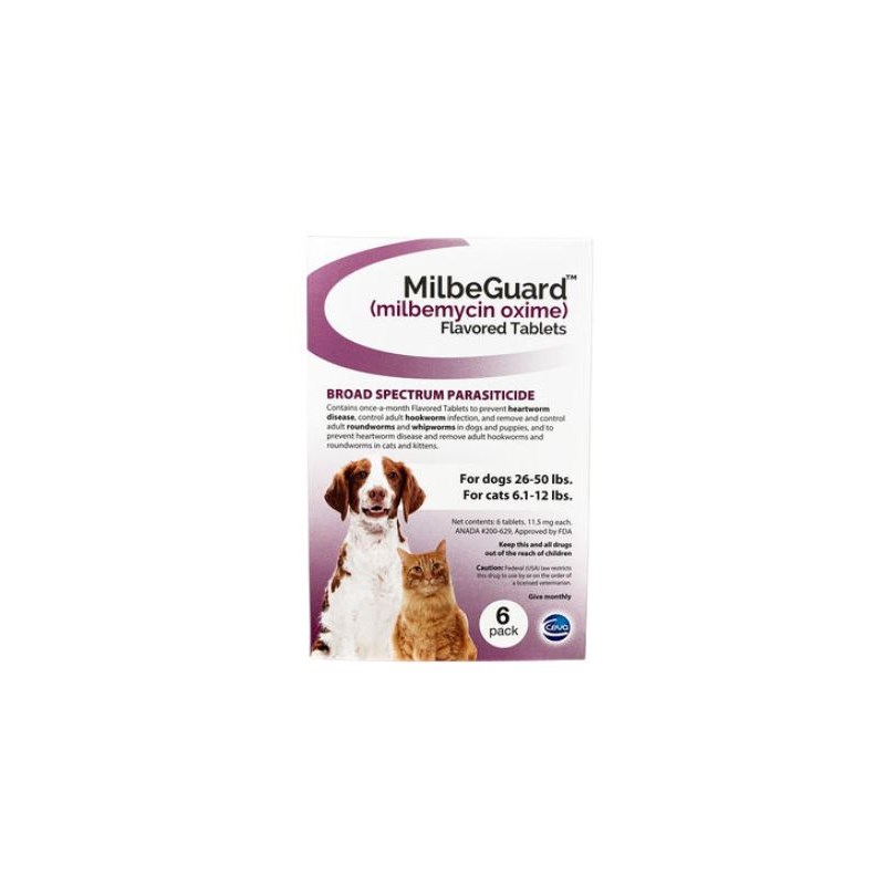 Milbeguard Large Dog Purple 11.5mg 6 dose CARD 26-50lbs