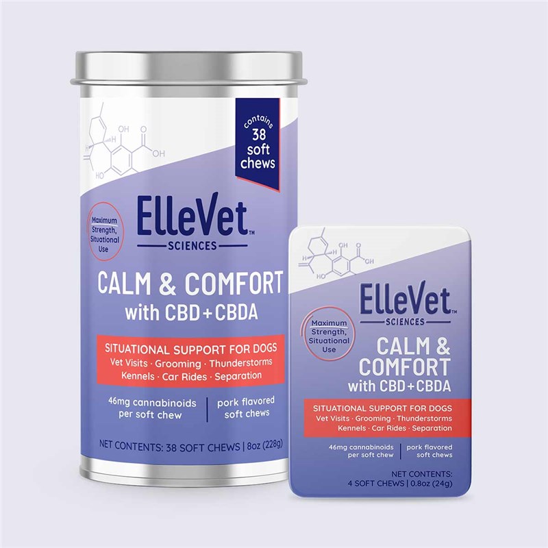 Ellevet Calm &amp; Comfort Chews 46mg hemp oil/chew 36ct (9x4 Chew Tin)