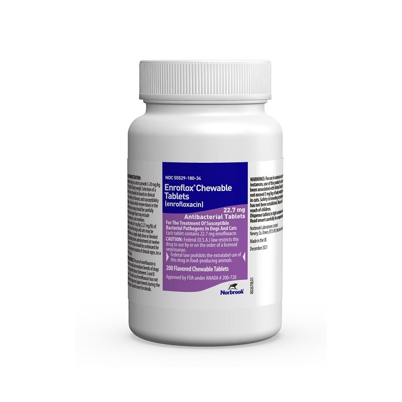 Enroflox (Enrofloxacin) Chew Tab 22.7 mg 200ct Norbrook