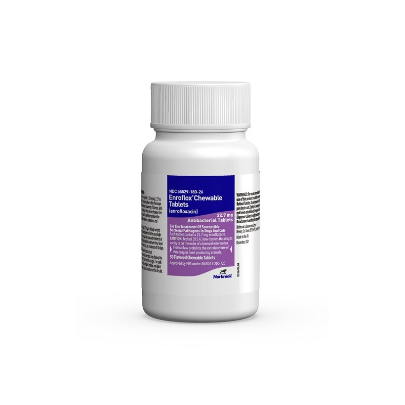 Enroflox (Enrofloxacin) Chew Tab 22.7 mg 50ct Norbrook