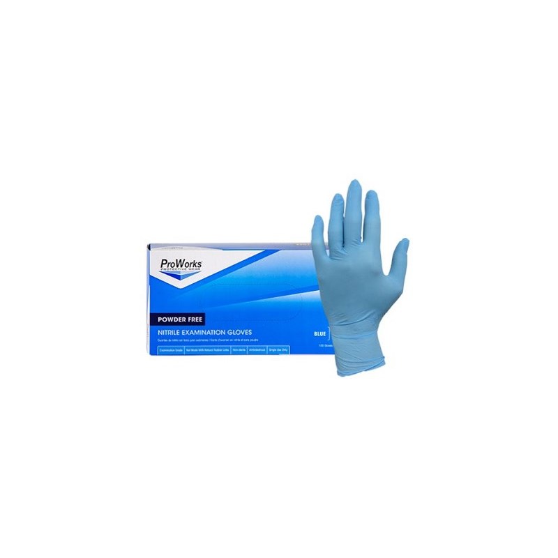 Exam Gloves Nitrile ProWorks Powder Free 5 mil Medium (Blue)  100/bx