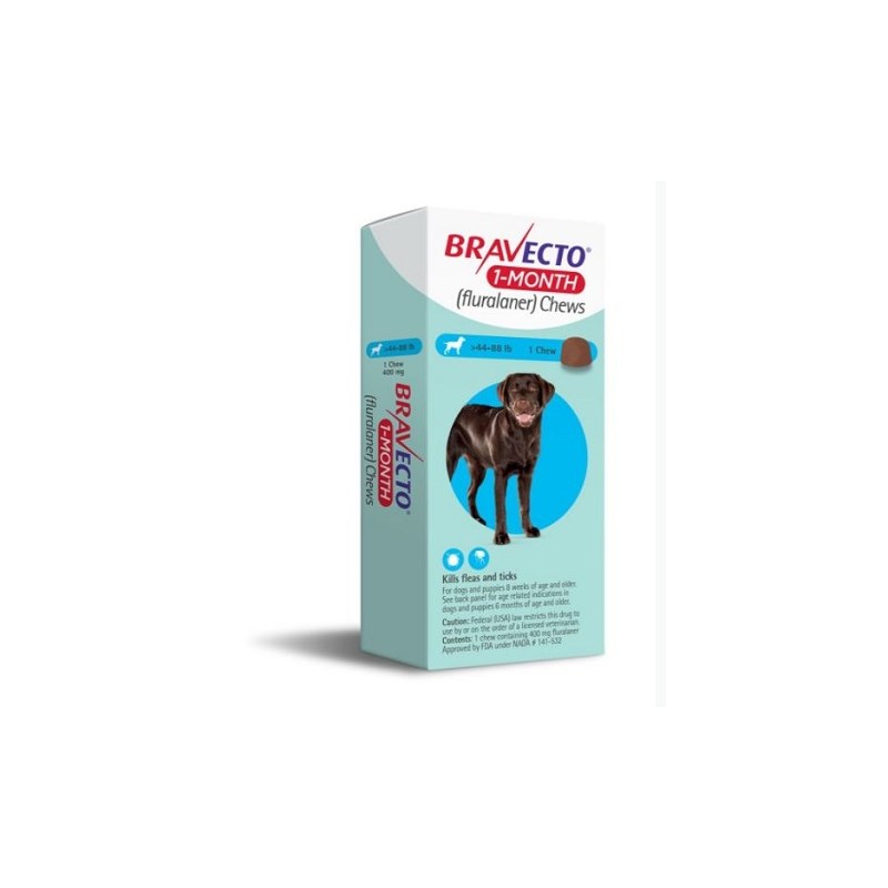 Bravecto 1 MONTH Chew 44-88 lbs 1ds/card  10 cards/box