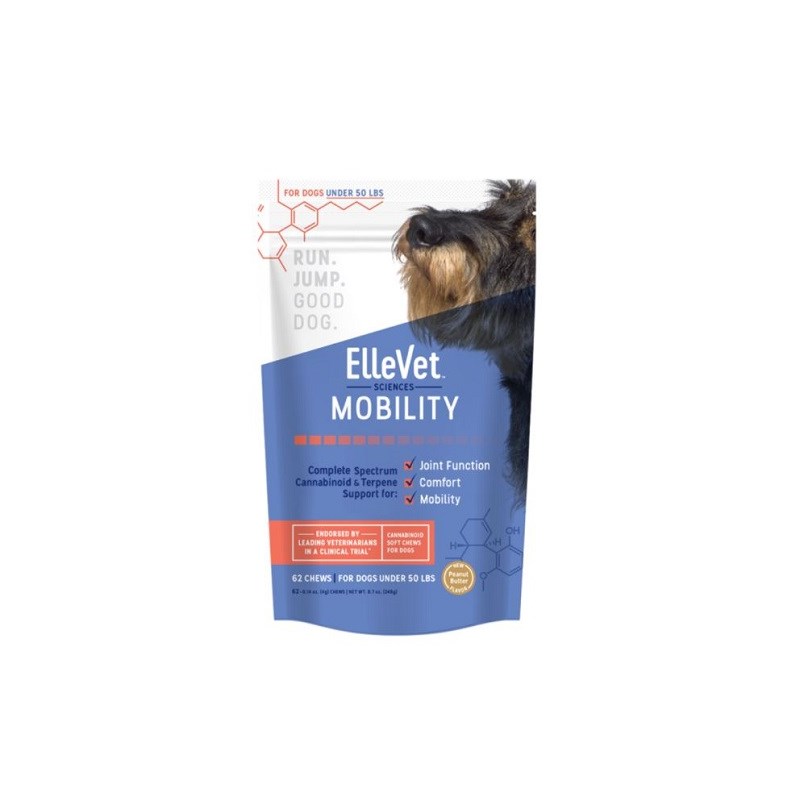 Ellevet CBD + CBDA Chews Small Dog Peanut Butter Flavor 62/bag (Dogs under 50lbs)