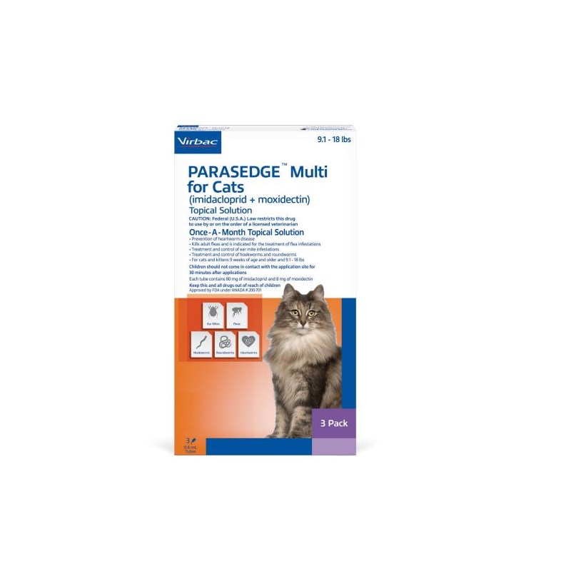 Parasedge&trade; Multi for Cats 9.1-18lbs 3 doses/card 10 cards/box