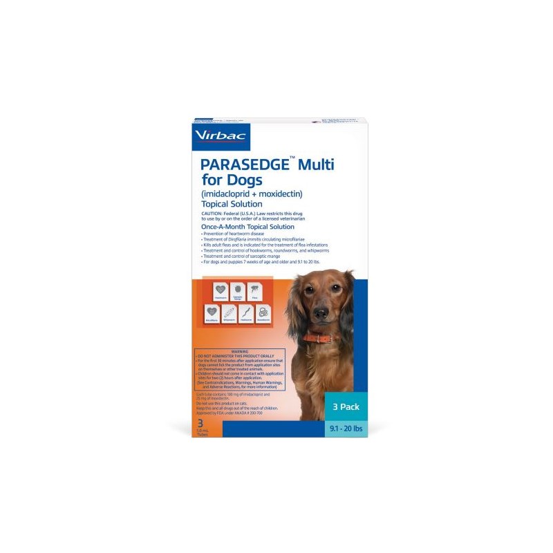 Parasedge&trade; Multi for Dogs 9.1-20lbs 3 doses/card 10 cards/box