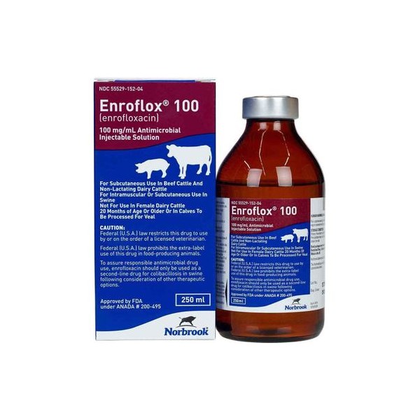 Enroflox Injection Cattle Swine Label 100mg/ml 250ml