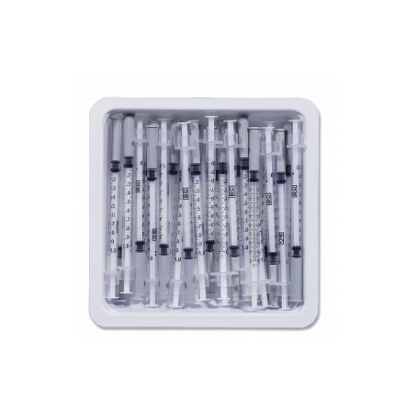 1cc Syringe with 26g x 1/2&quot; Allergy Tray 25Pk