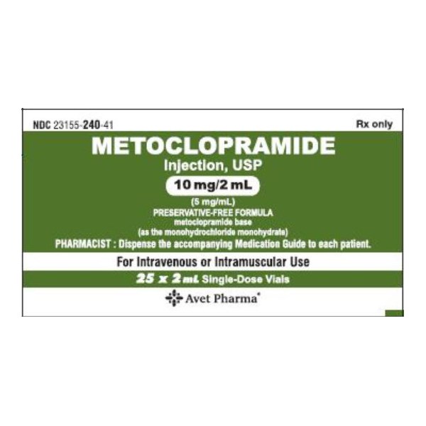 Metoclopramide Injection 5mg/ml 2ml 25pk FULL BOX ONLY