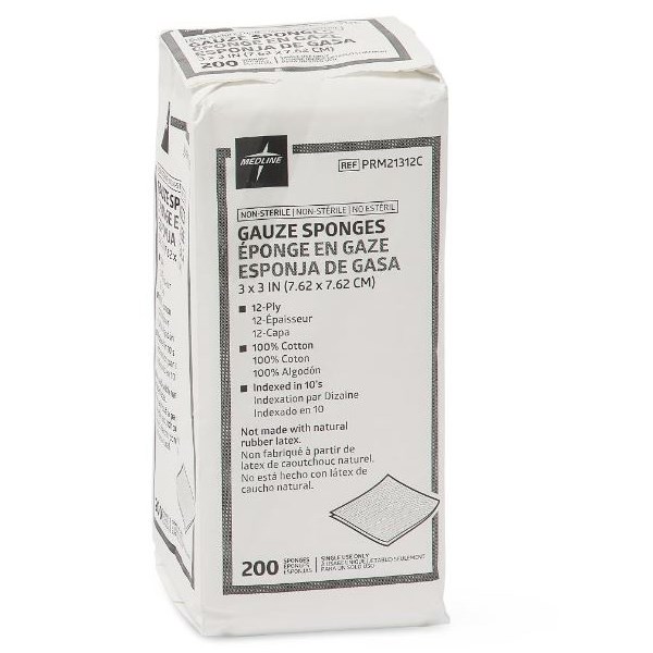 3x3 Economy Gauze Sponge 12Ply 200 sponges/sleeve