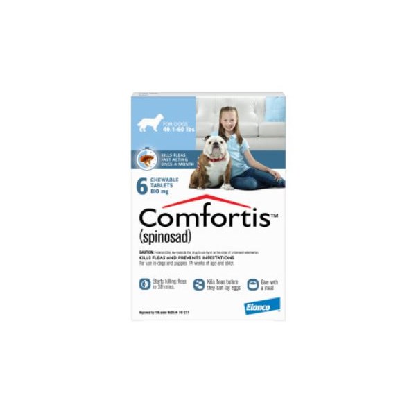 Comfortis Chew Tabs 40-60lbs Blue  6 dose  10 cards/bx