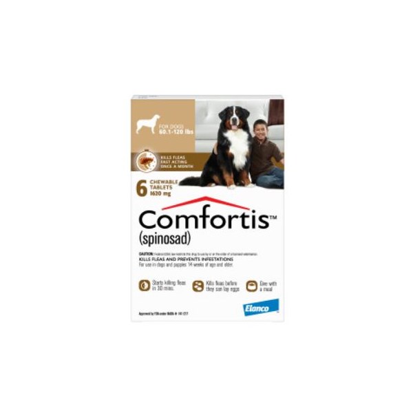 Comfortis Chew Tabs  60-120lbs  Brown 6 dose 10 cards/bx