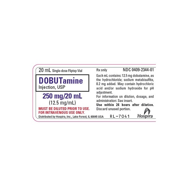 Dobutamine Injection 12.5mg/ml 20ml Individually Boxed Fliptop Vials
