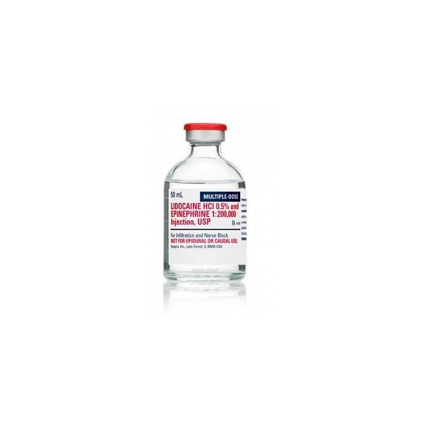Lidocaine 2% Epinephrine Injection 50ml  25pk Full Pack Only