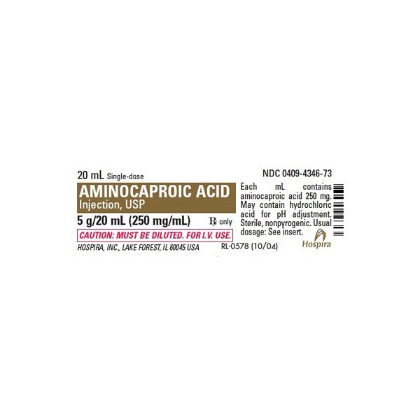 Aminocaproic Acid Injection 250mg/ml 20ml 25pk Full Pack Only