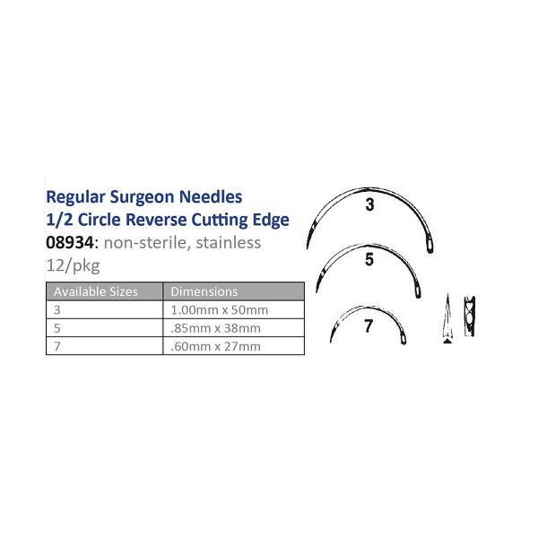 Suture Needle #934-5   1/2&quot; Circle Reverse Cutting