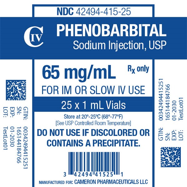 Phenobarbital Injection 65mg 1ml  25/pk C4  FULL BOX ONLY!