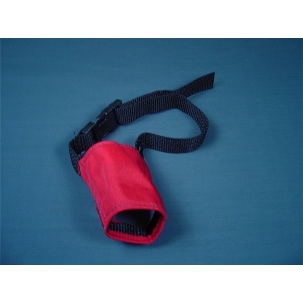 Muzzle Soft Nylon Small Red With Straps