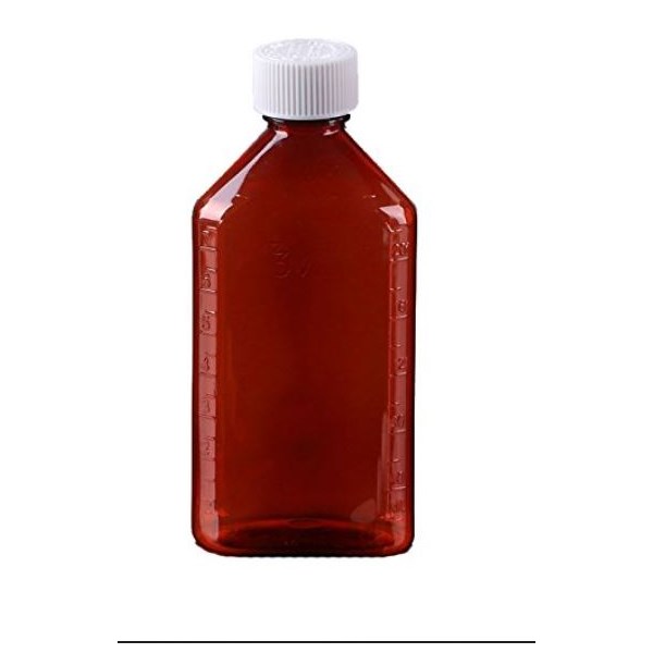 Plastic Oval Bottle 4oz  with CR Caps Amber 105/bx