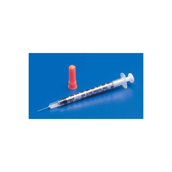 1cc Insulin Syringe with 28g x 1/2&quot; Permanent Attached 100/bx