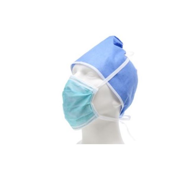 Surgical Mask Level 3 with Anti-Fog Foam, Head and Neck Ties, Mediterranean Blue 50/bx