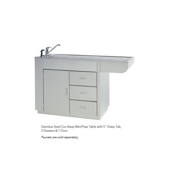 Stainless Steel Cut-Away Wet/Prep Table 60&quot;L