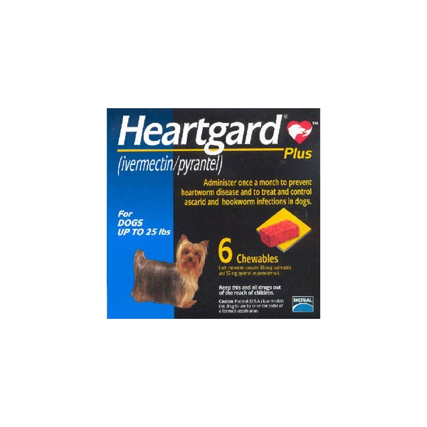 Heartgard Plus Chew 0-25Lb  Blue 68mcg 6 Month 10x6ds